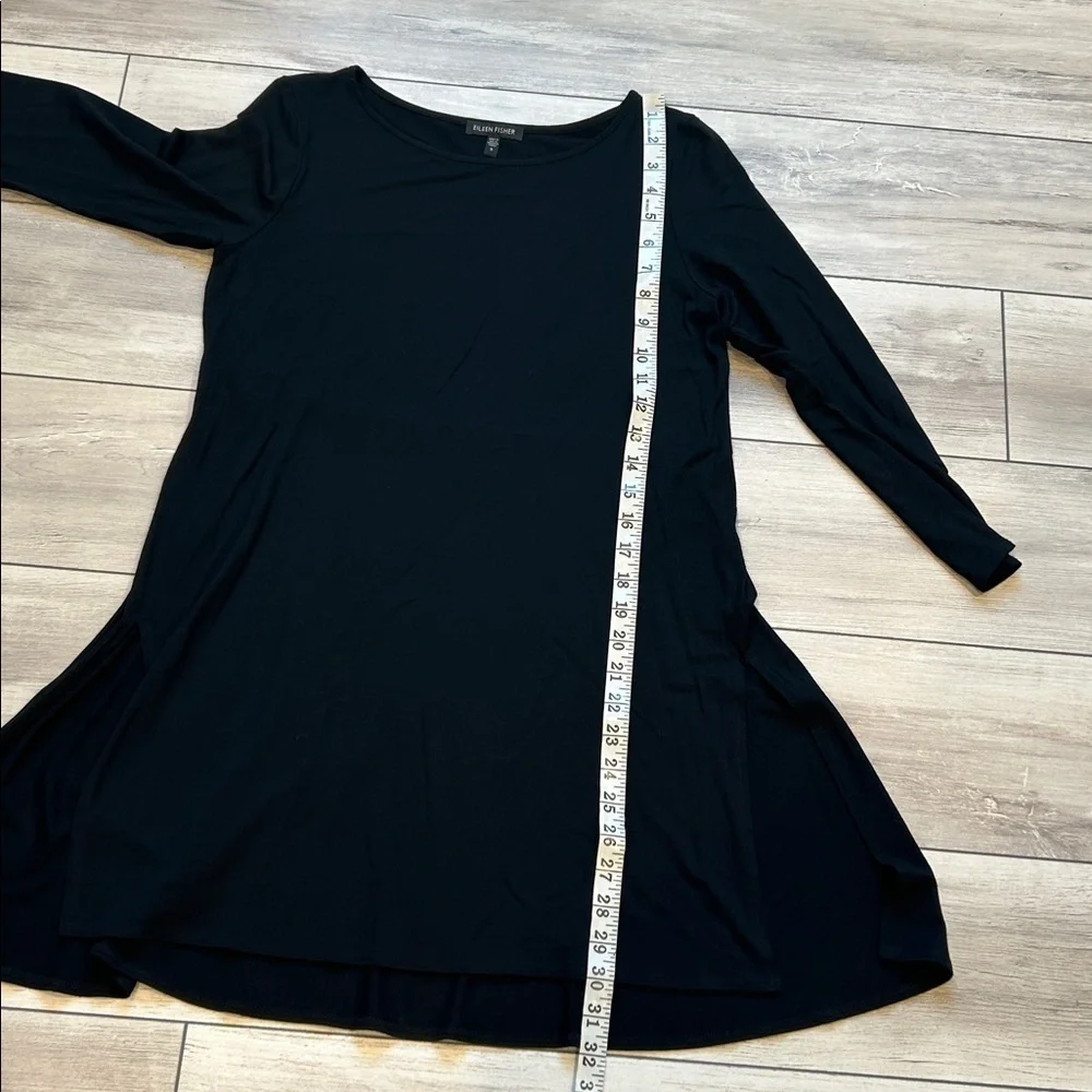 Eileen Fisher black long sleeve viscose dress size small